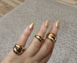 Üzüklər: Qızılı tonlarda tənzimlənən barmaq üzü dəsti - 3 ədəd qalın dizaynlı — 9