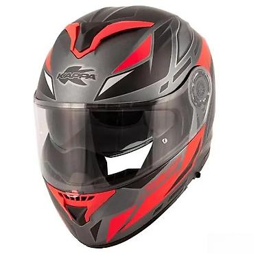 cena kacige: Kappa integralna moto kaciga – sportski dizajn, crno‑siva sa crvenim — 7