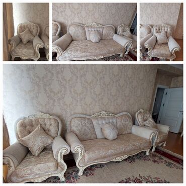 Мебель: Б/у, Классический диван, 2 кресла, Диван, Без подьемного механизма, Нераскладной