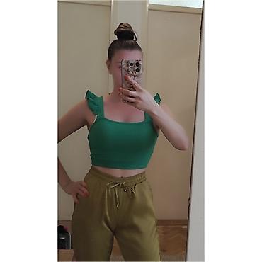 labrador baletanke: Shein Zeleni ženski crop top na bretele sa volančićima S/M NOVO - — 1