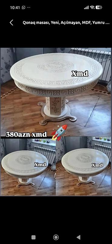 Qonaq masası – yumru formalı, MDF materialdan. Açıqlanmayan model