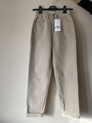 распродажа джинсы: Мом, Zara, Высокая талия
