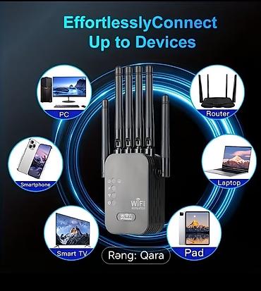 tp link modem satisi: Wi‑Fi 6 siqnal gücləndirici və təkrarlayıcı - Rəng: Qara - 2.4G Wi‑Fi — 1