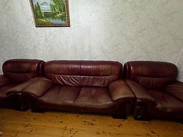 диваны из кожи: 3 nəfərlik divan və 1 nəfərlik kreslo dəsti 2 ədəd. Təmiz — 6