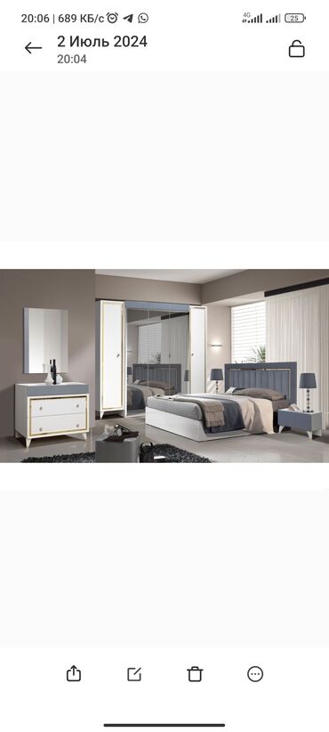 мебель цех: Спальный гарнитур, Двуспальная кровать, Шкаф, Комод, цвет - Белый, Новый