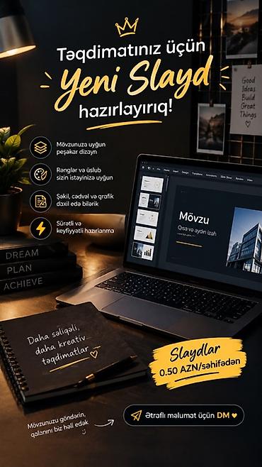 Təqdimatlar üçün yeni slayd hazırlanması xidməti - Mövzunuza uyğun