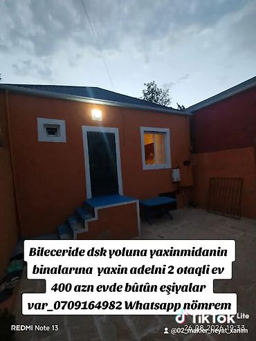 bina: 80 kv. m, 2 otaqlı, Kombi, Qaz, İşıq — 1