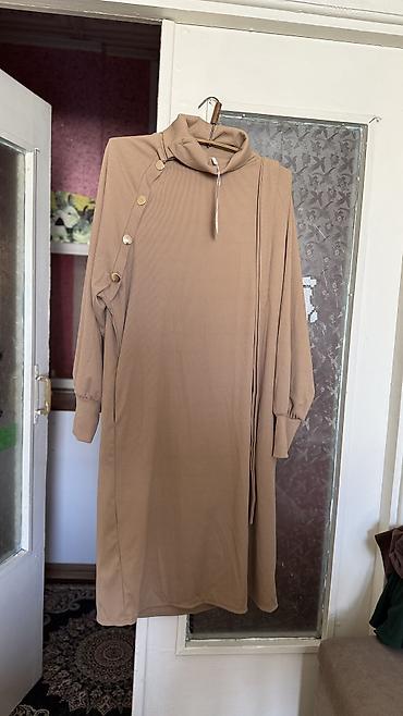 очки кена: Повседневное платье, Made in KG, Осень-весна, Длинная модель, Лапша, 2XL — 1