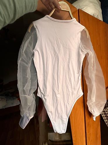 pull and: Белое боди с прозрачными рукавами - Модель: боди с длинным рукавом - — 4