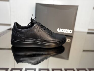 Спорттук бут кийим: 🔥 ECCO Soft 7 — мужские кеды, Black🔥 💪 Натуральная зернистая кожа +