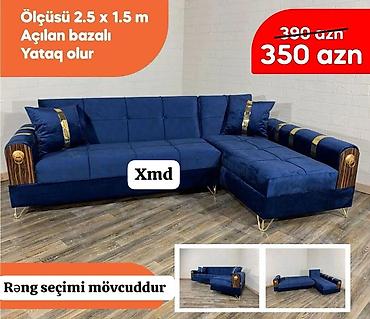 ingrid baza: Künc divan – açılan bazalı, yataq olur. - Ölçü: 2.5 x 1.5 m - L-künc — 1