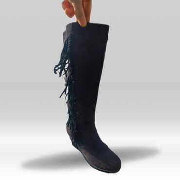 замша обувь зимняя: Сапоги, 41, цвет - Черный