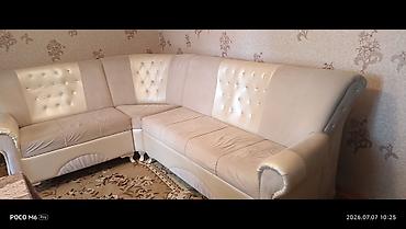 salon divanları: Künc divan dəsti – krem/bej rəng palitrası - L‑şəkilli künc — 1