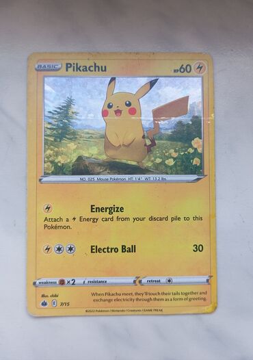 Kolleksiya kartları: ”Pikachu” pokemon card
NO.025
7/15
2022