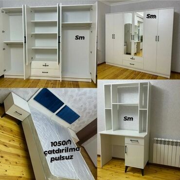 европа мебель: Oğlan və qız üçün, Yeni, 2 təknəfərlik çarpayı, Yazı masası, Dolab, 2 tumba