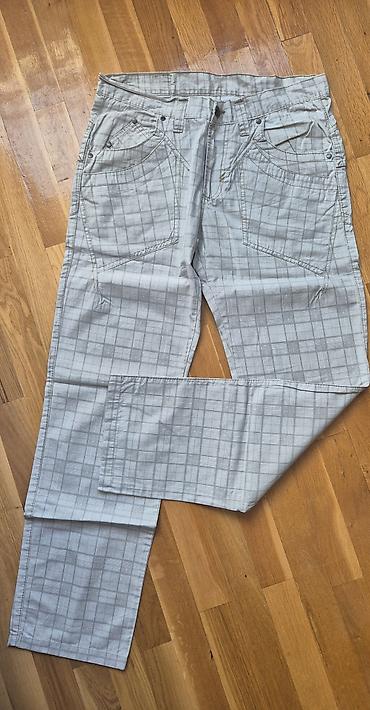 diskver duks: Muške pantalone × 2 para sa karo šarom – svetlosiva i svetlo bež — 3