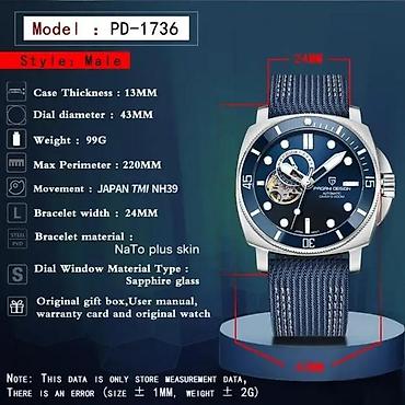 Ručni satovi: PAGANI DESIGN PD-1736 -Plava- Seiko Automatic mehanizam Potpuno nov — 9