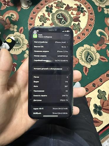 Apple iPhone: IPhone 12 Pro, Б/у, 256 ГБ, Графит, Защитное стекло, Чехол, Кабель, 74 % — 6