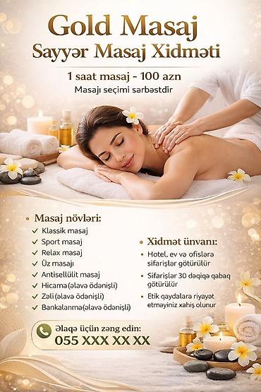 Gold Masaj – Sayyar Masaj Xidməti 1 saat masaj – 100 AZN Masajı lalafo.az -da Gold Masaj – Sayyar Masaj Xidməti 1 saat masaj – 100 AZN Masajı