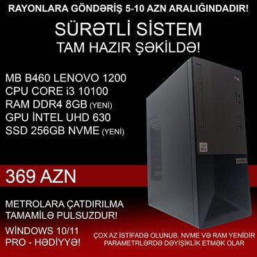 Masaüstü kompüterlər və iş stansiyaları: Masaüstü Kompüter "DDR4 B460 1200 Lenovo Core i3 10100” ⭐Tək Sistem — 1