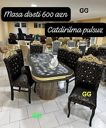 heyet stol stul: Qonaq otağı üçün, Yeni, Dördbucaq masa, 6 stul — 1