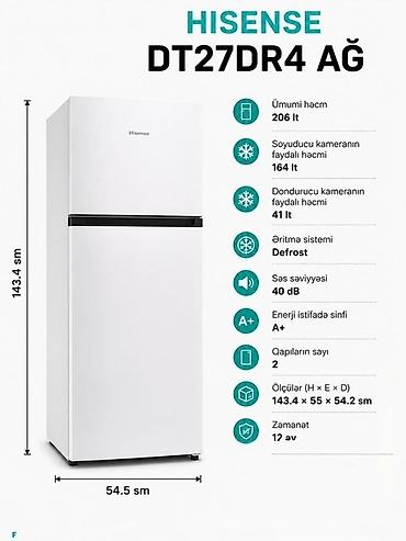 nn telecom: Hisense DT27DR4 AĞ iki qapılı soyuducu - Ümumi həcm: 206 lt - — 1