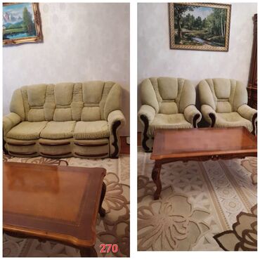 Çarpayılar: Divan, 2 kreslo, Divan, Bazalı, Açılmayan