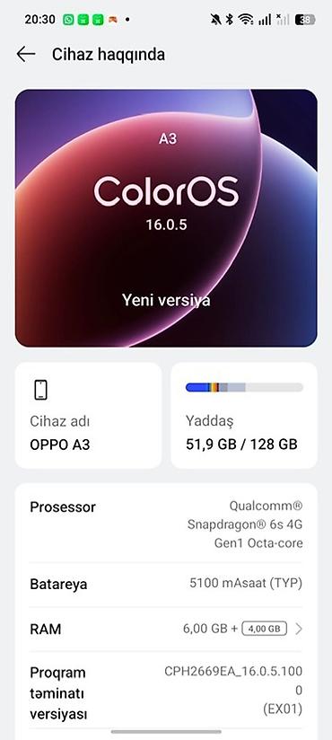 ucuz telefon ikinci el: Oppo 128 GB, rəng - Ağ, Barmaq izi, İki sim kartlı, Face ID — 5