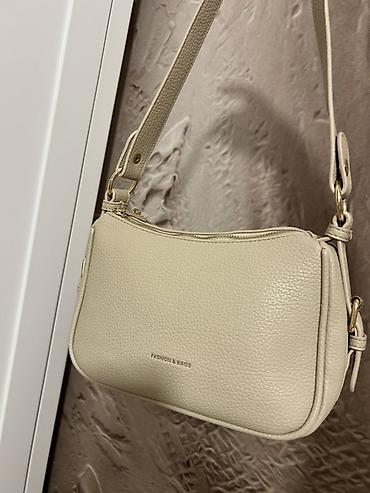 muncuqdan aksesuarlar: Bej rəngli çiyin çantası - Material: teksturalı ekodəri - Rəng: açıq — 3