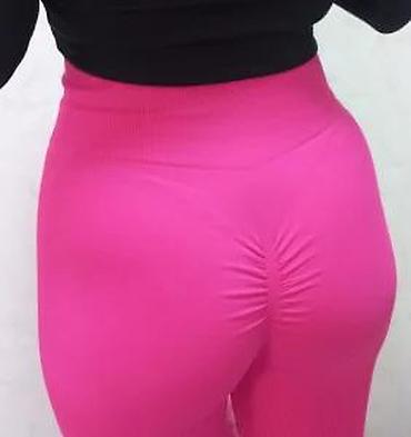 Helanke, biciklistički šortsevi: Ženske sportske helanke – hot pink - Visok struk sa širokim — 14