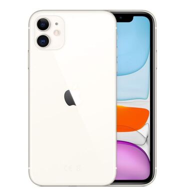 айфон: IPhone 11, Б/у, 64 ГБ, Белый, Защитное стекло, Чехол, 75 %