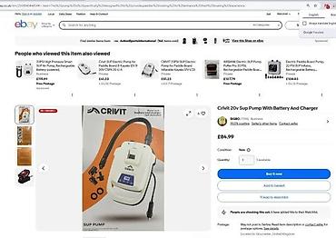 Kompresori za vazduh: CRIVIT CSPA 20-Li A1 – električna SUP pumpa - Namena: brzo — 8