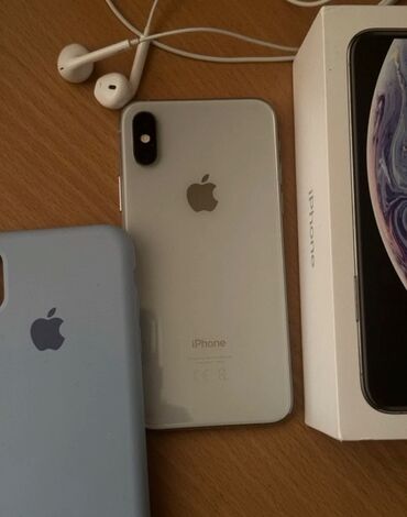 iphone xs max цена в бишкеке бу: IPhone Xs, Колдонулган, 256 ГБ, Күмүш, Кулакчындар, 86 %