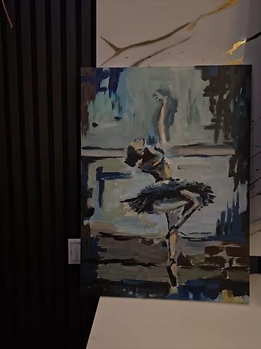 eşək şəkli: Əl işi yağlı boya tablo – “Balerina” - Texnika: yağlı boya, palitra — 2