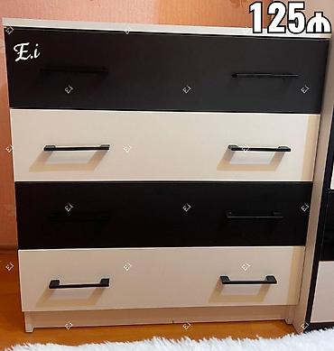 tut: Mebel: 4 çekmecəli komod - Dizayn: Qara-ağ rəngli, minimalist — 1