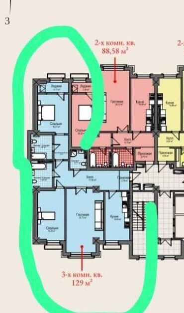 ишу квартира: 3 комнаты, 129 м², Элитка, 10 этаж, ПСО (под самоотделку)