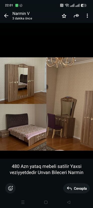 Yataq otağı dəstləri: 480 Azn yataq mebeli satilir Yaxsi veziyyetdedir Unvan Bileceri Narmin
