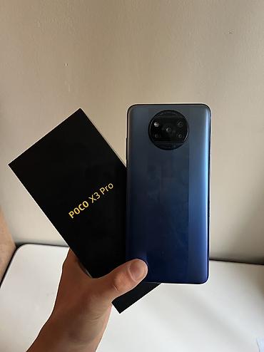 песпроводные наушники: Poco X3 Pro, Б/у, 256 ГБ, цвет - Синий, 2 SIM — 1