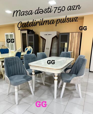 Masa və oturacaq dəstləri: Qonaq otağı üçün, Yeni, 6 stul