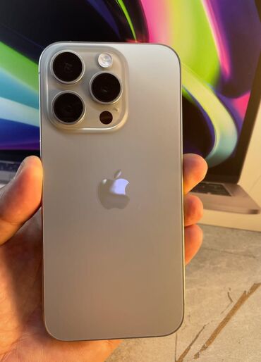 Apple iPhone: IPhone 15 Pro, 128 GB, Natural Titanium, Zəmanət, Simsiz şarj, Face ID