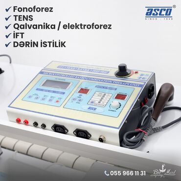 Медицинское оборудование: Fonoforez
TENS 
Qalvanizasiya/Elektroforez IFT
Dərin istilik