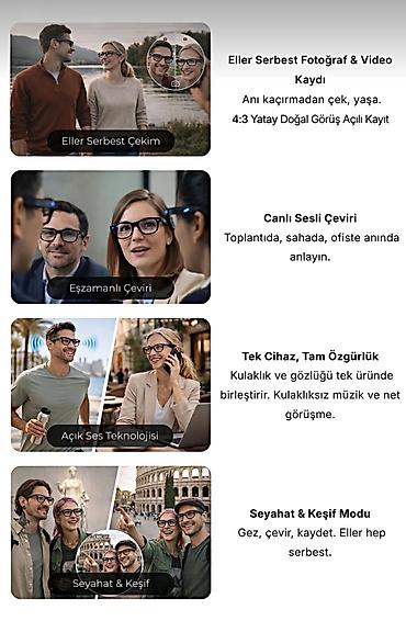 ağıllı eynək: KAMERALI EYNƏK(AÇKI) AI Smart Glasses – AIMB G1 ağıllı eynək - 8 MP — 4