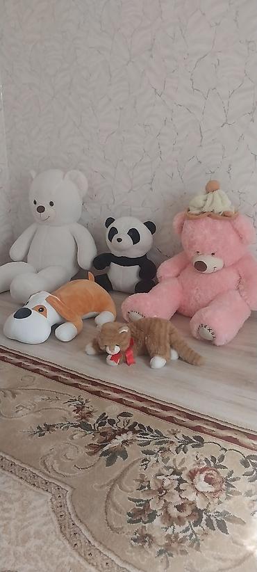 помпоны: Набор мягких игрушек: - Большой белый медведь с вышитыми глазами и — 4
