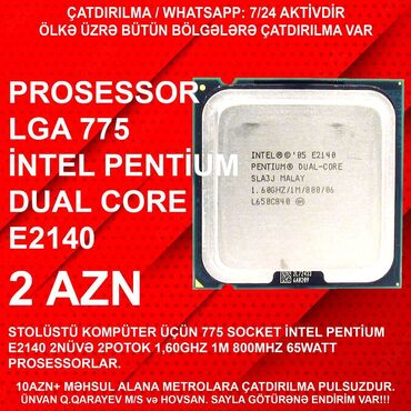 Operativ yaddaş (RAM): Prosessor Intel Pentium İntel Pentium Dual Core, < 2 GHz, 2 nüvə, İşlənmiş
