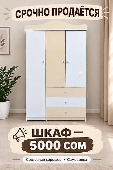шкафчик для одежды: Шкаф для одежды, светлый двухцветный (бежевый/белый), с тремя — 1