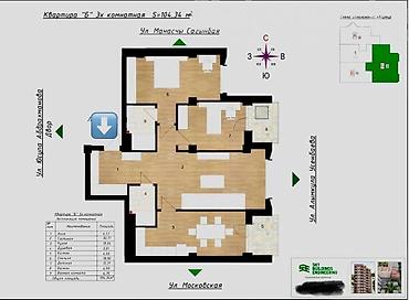 sky: 3 комнаты, 104 м², 10 этаж, ПСО (под самоотделку) — 2