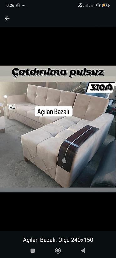 yer divanlari: Açılan-bazalı künc divan dəsti - Ölçü: 240x150 sm - Mexanizm: açılan — 1