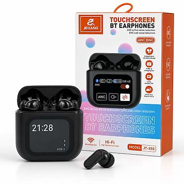 Qulaqcıqlar: JT-25S TWS Bluetooth Qulaqlıq – Smart Ekranlı, ANC/ENC, Simsiz (Black) — 1