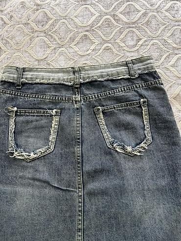 cinsi: Denim ətək - Model: Dizdən aşağı midi uzunluqda, düz kəsim - Parça — 5
