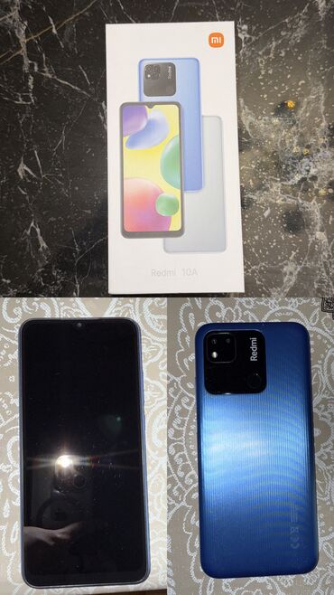 Çəngəllər: Redmi 10A, 128 GB, rəng - Göy, Barmaq izi, Face ID